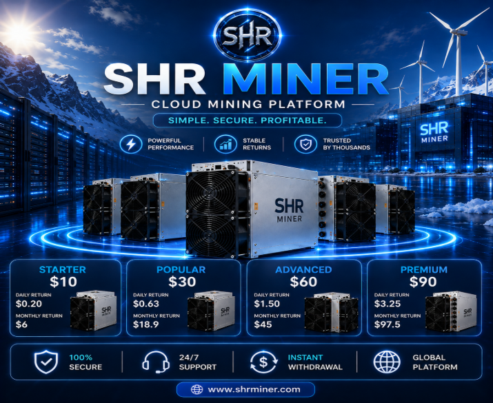 SHR Miner has launched a free cloud mining service for holders of BTC, XRP,  and ETH, offering daily earnings of $10,700 or more